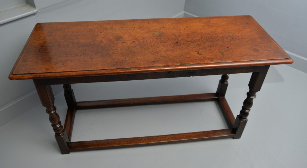 Antique Refectory Style Solid Oak Slim Hall Side Table View XV