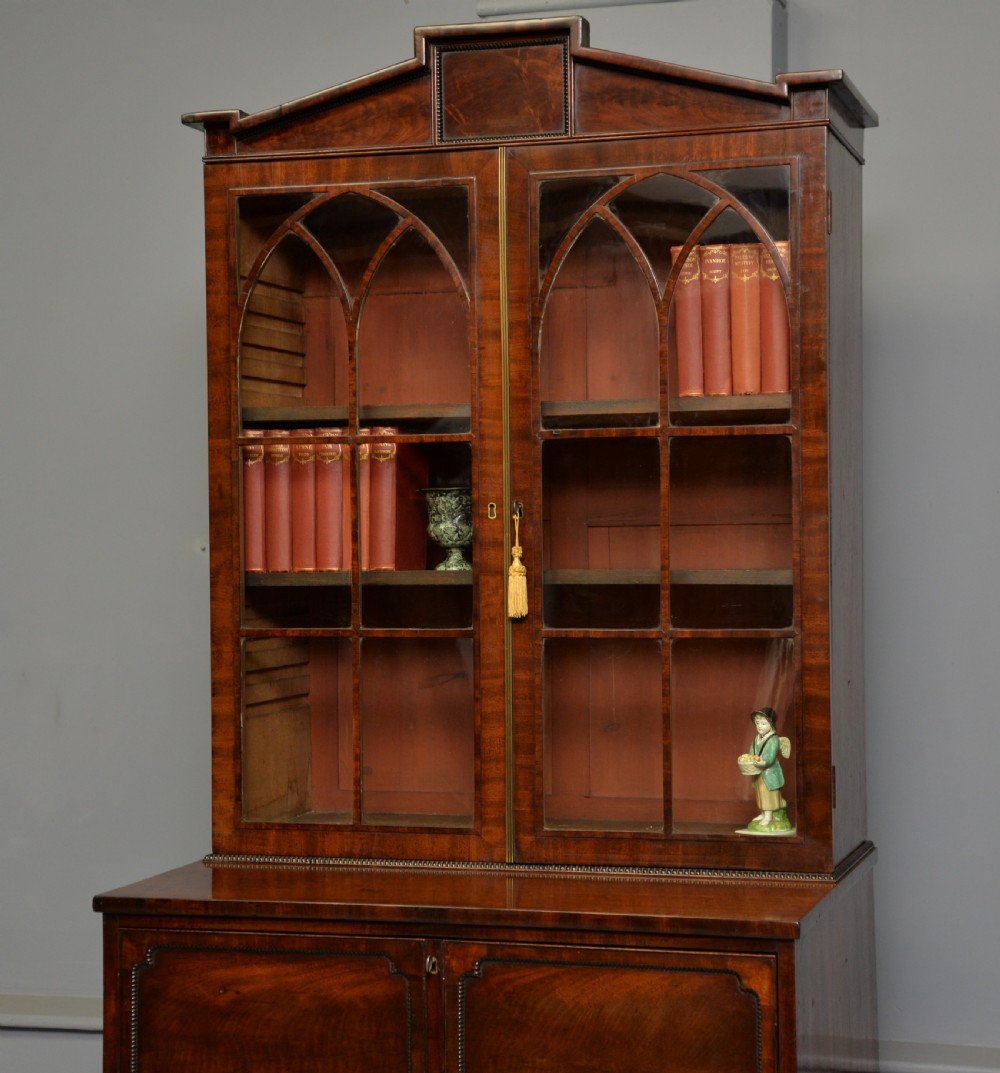 Small and Elegant Regency Mahogany Secretaire Bookcase Cabinet  View X