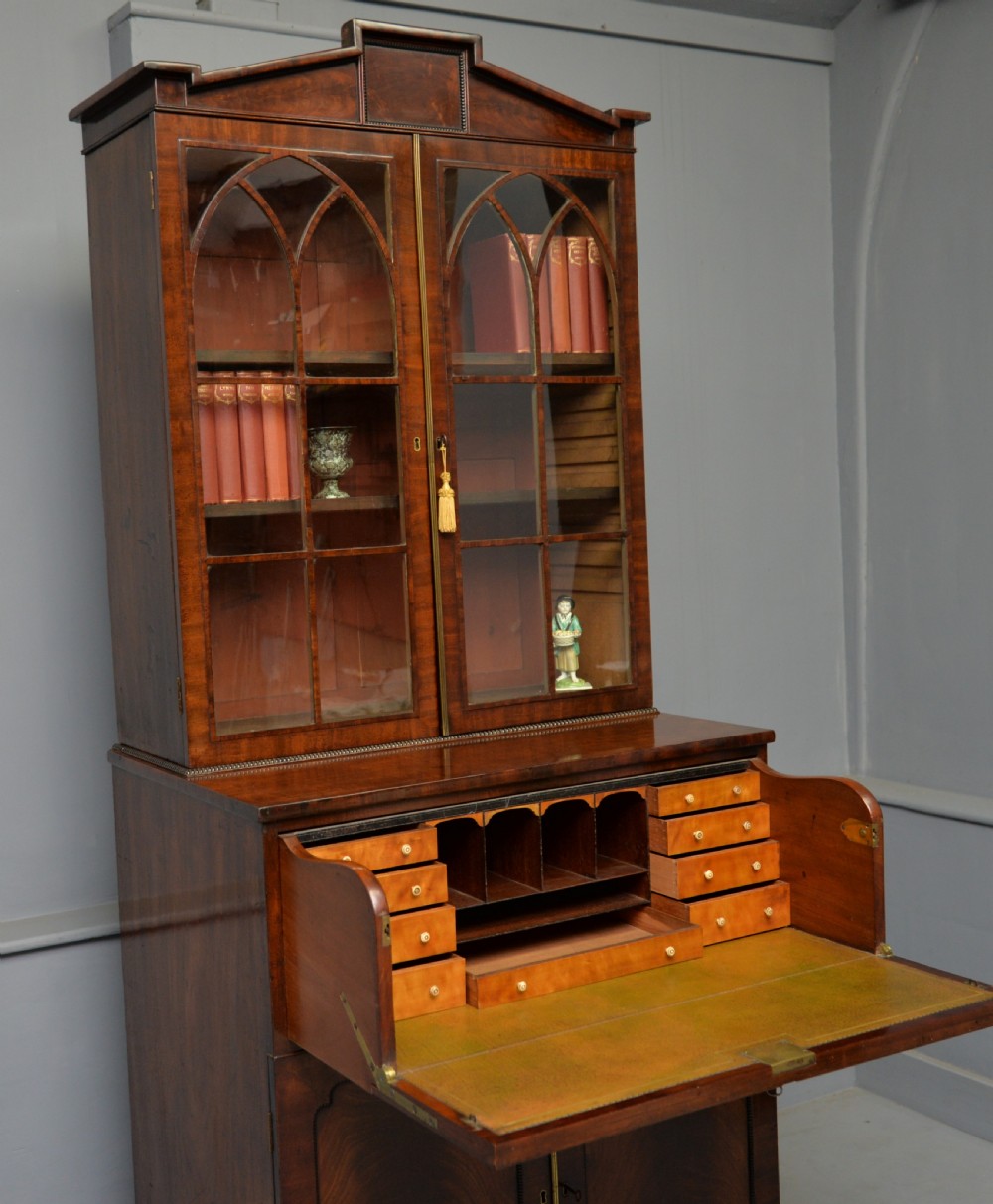 Small and Elegant Regency Mahogany Secretaire Bookcase Cabinet  View XXII