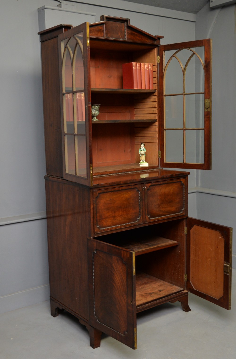 Small and Elegant Regency Mahogany Secretaire Bookcase Cabinet  View XXX