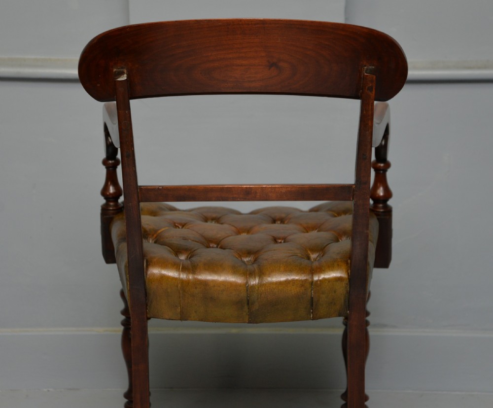 Handsome Mid 19th Century Mahogany & Buttoned Leather Desk Chair View XII