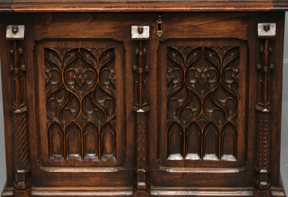Charming Gothic Revival Carved Oak Chest Box View V
