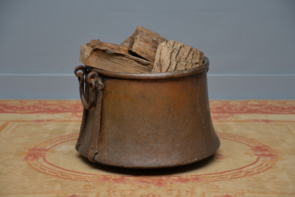Large Antique 19th Century Copper Log Bin Cauldron View III