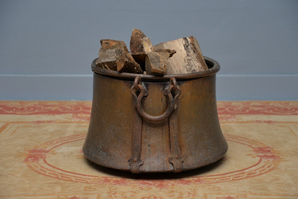 Large Antique 19th Century Copper Log Bin Cauldron View V
