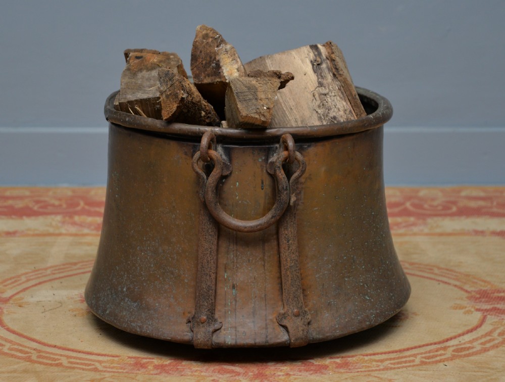 Large Antique 19th Century Copper Log Bin Cauldron View VI
