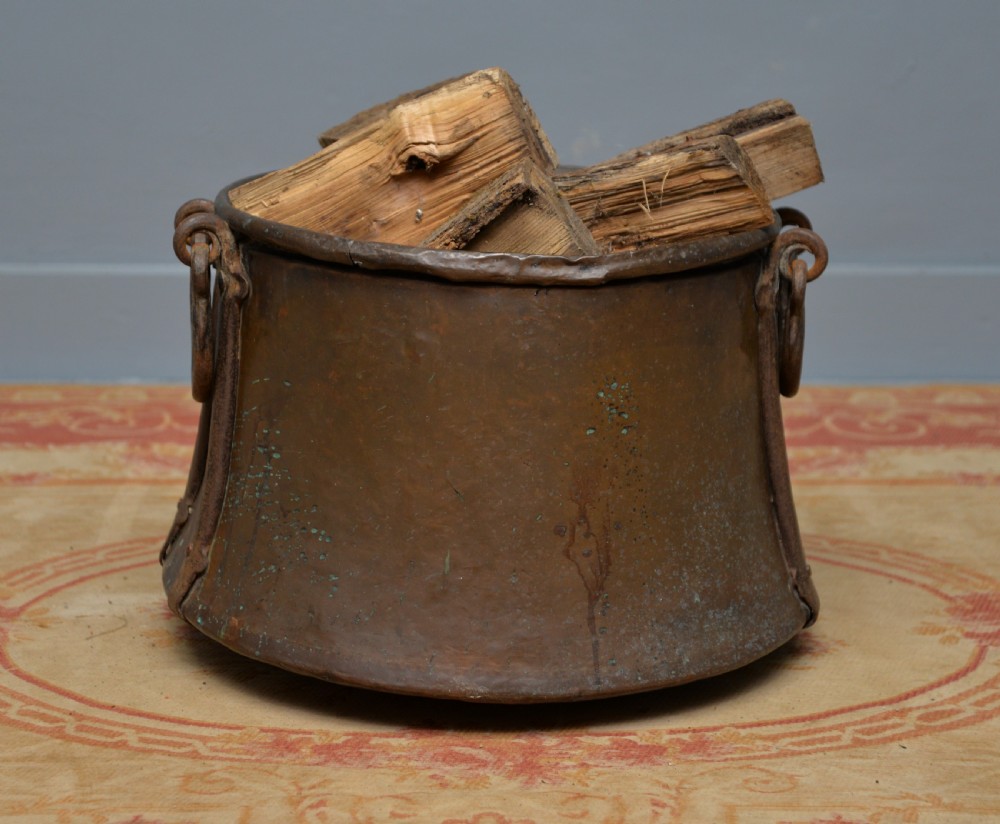 Large Antique 19th Century Copper Log Bin Cauldron View VII