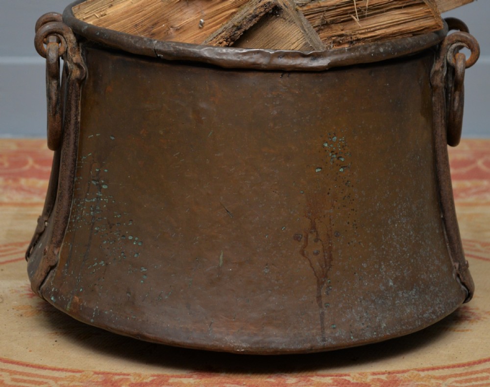 Large Antique 19th Century Copper Log Bin Cauldron View VIII