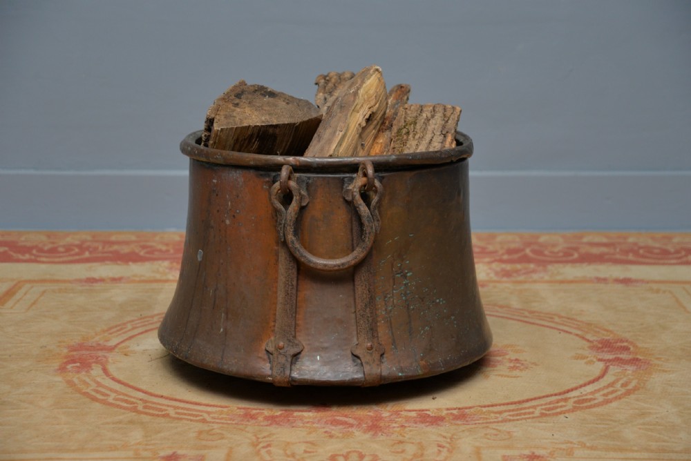 Large Antique 19th Century Copper Log Bin Cauldron View IX