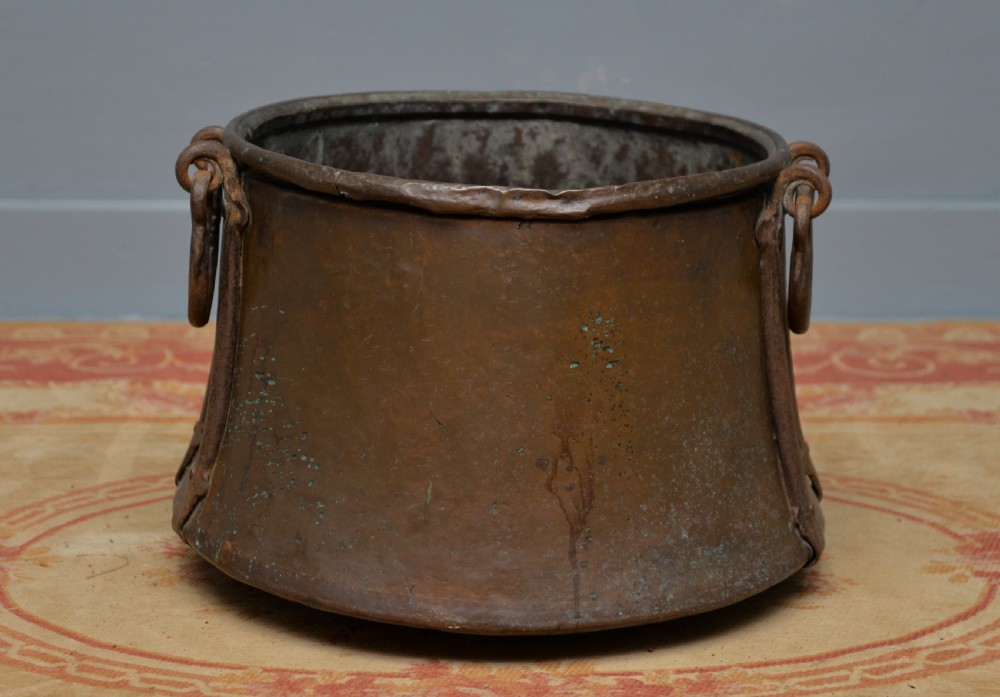 Large Antique 19th Century Copper Log Bin Cauldron View XIII