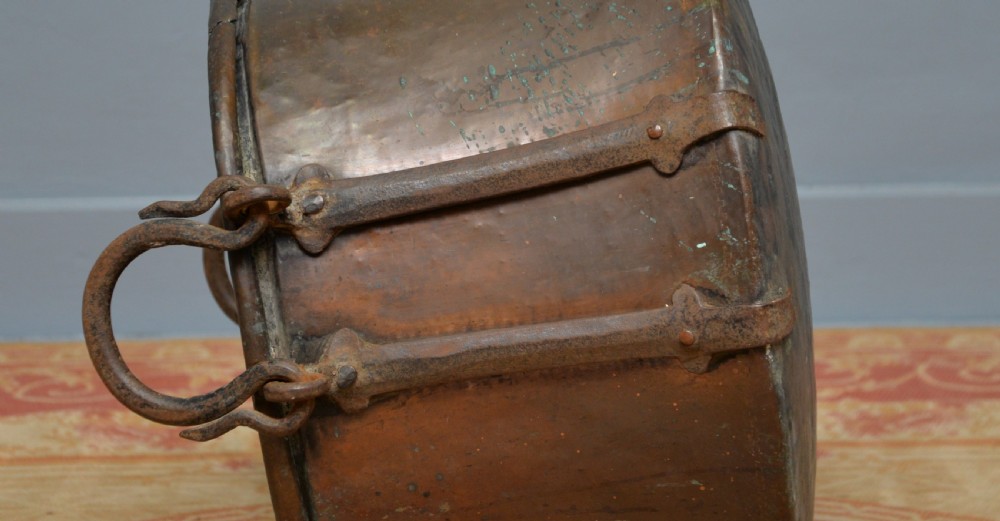 Large Antique 19th Century Copper Log Bin Cauldron View XVII