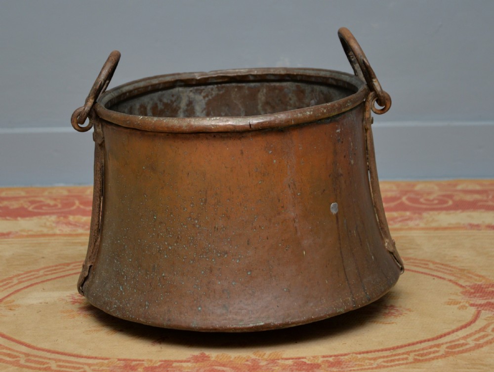 Large Antique 19th Century Copper Log Bin Cauldron View XIX