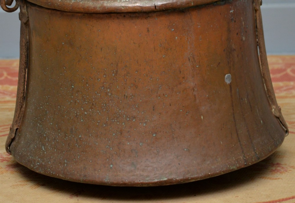 Large Antique 19th Century Copper Log Bin Cauldron View XX