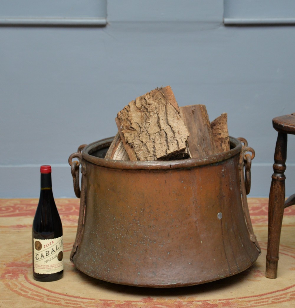 Large Antique 19th Century Copper Log Bin Cauldron View XXIII
