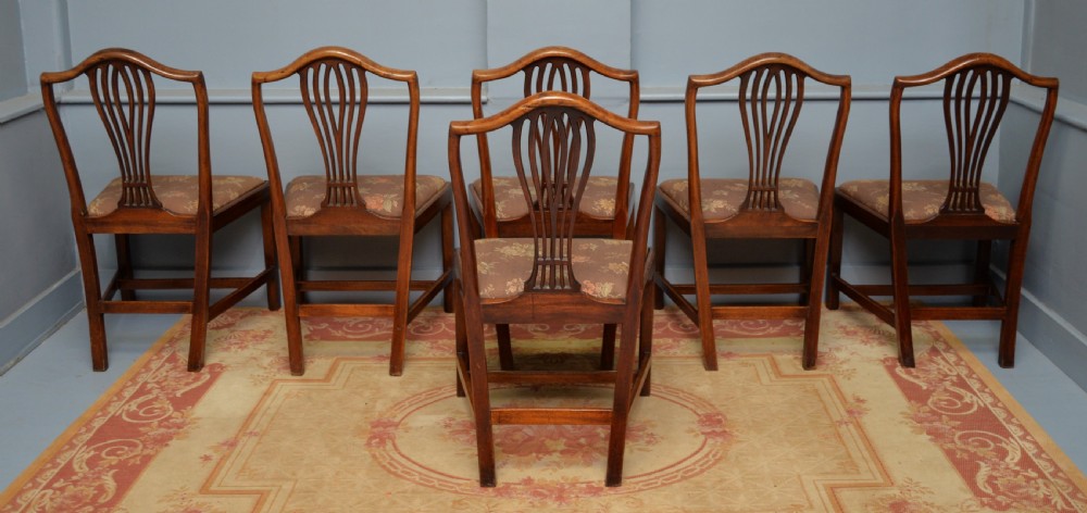 Set Of Six 18th Century Georgian Hepplewhite Mahogany Dining Chairs View XI