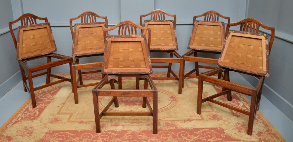 Set Of Six 18th Century Georgian Hepplewhite Mahogany Dining Chairs View XV