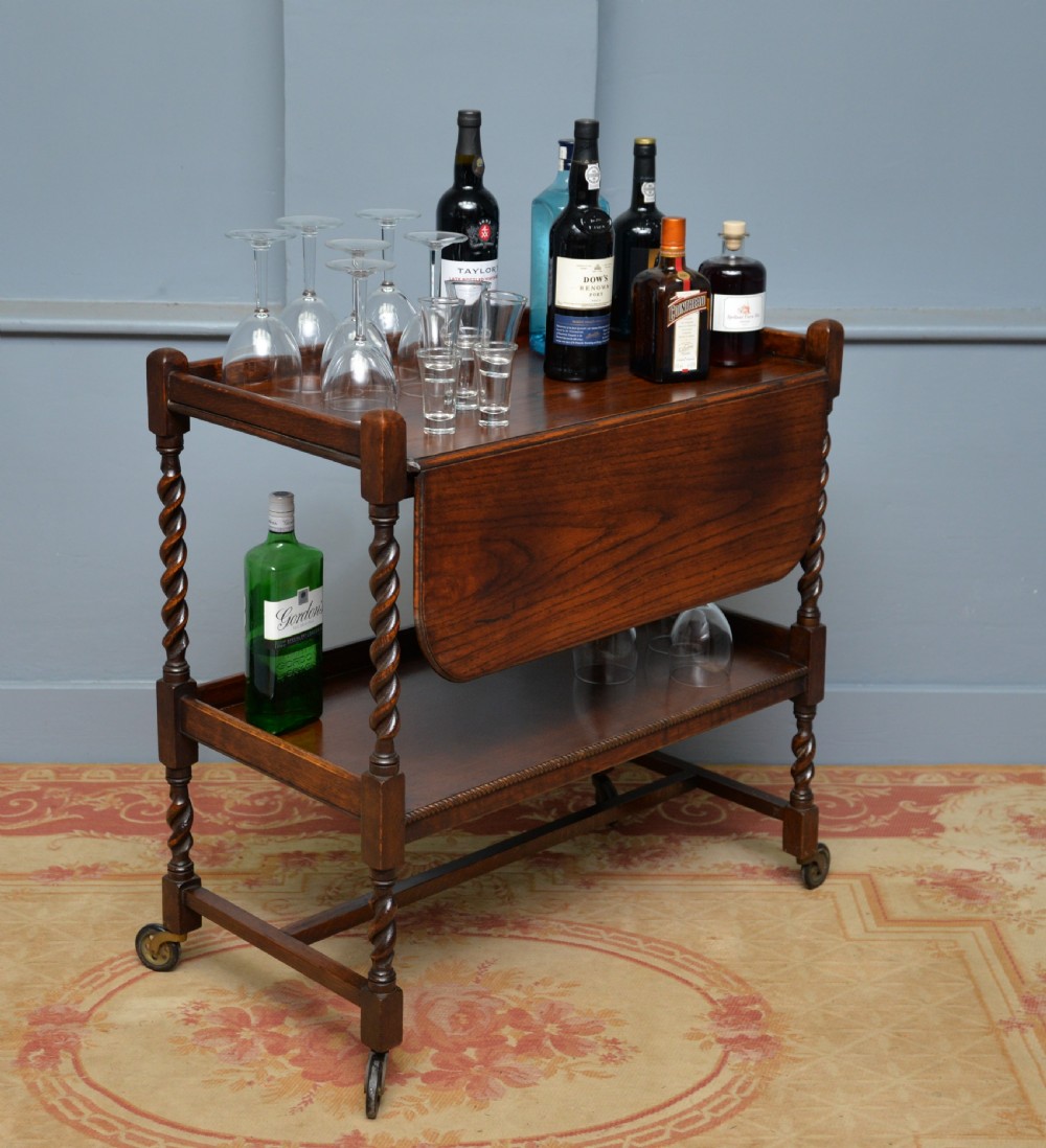 Antique Early 20th Century Oak Tea Or Drinks Trolley View VI