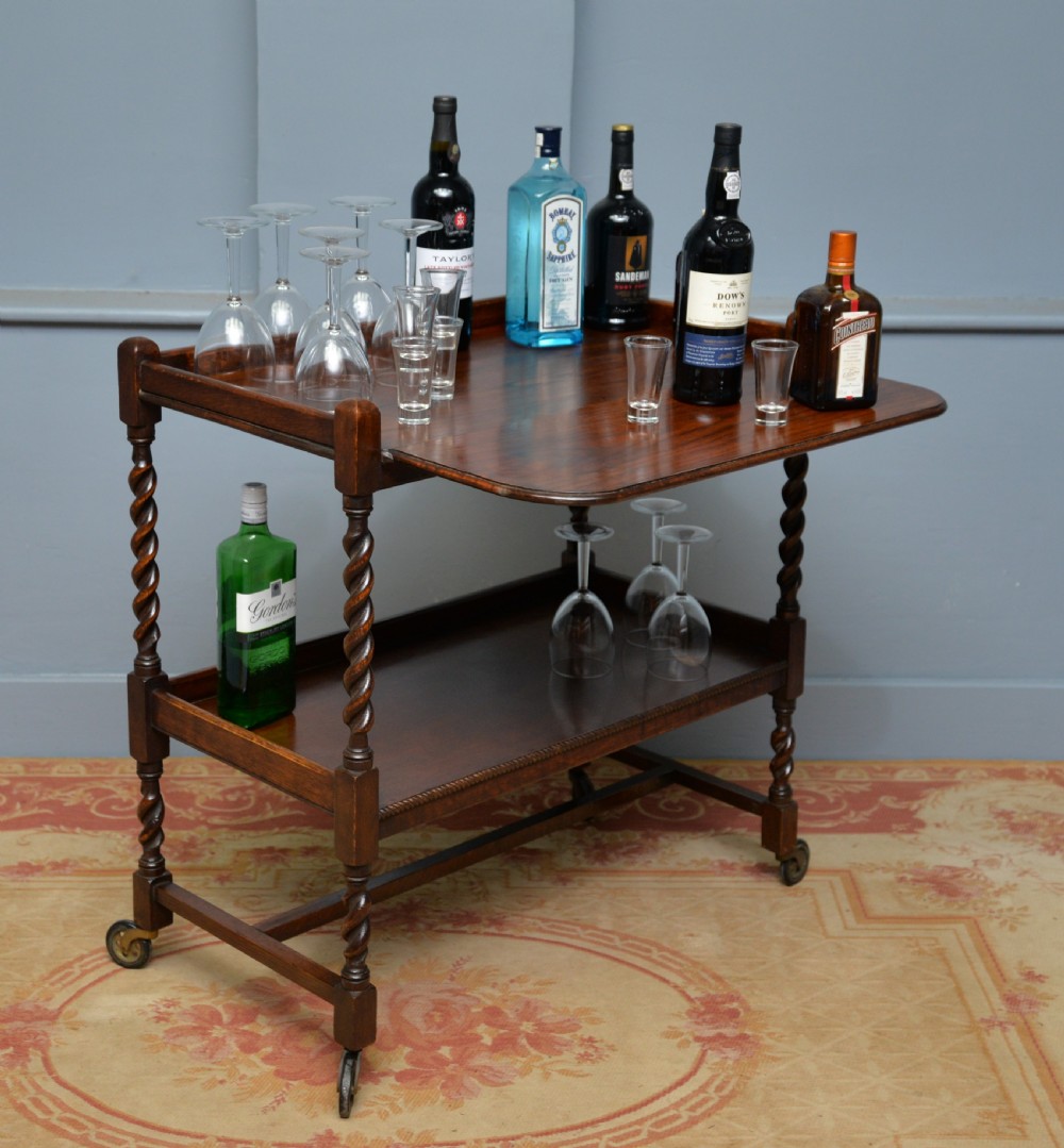 Antique Early 20th Century Oak Tea Or Drinks Trolley View VIII