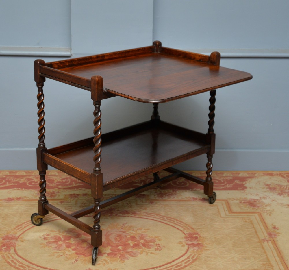 Antique Early 20th Century Oak Tea Or Drinks Trolley View IX