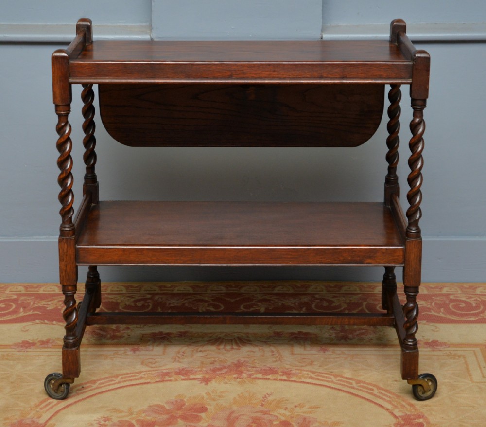 Antique Early 20th Century Oak Tea Or Drinks Trolley View XIV