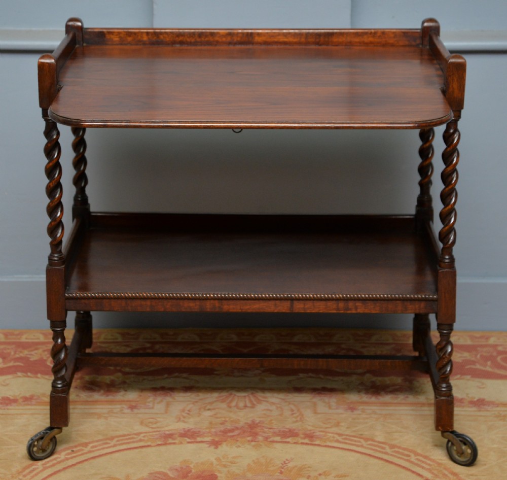 Antique Early 20th Century Oak Tea Or Drinks Trolley View XVIII