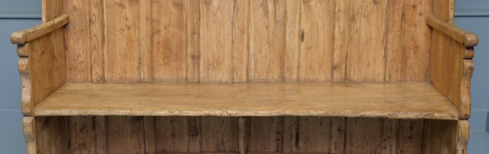 Charming 19th Century Stripped Pine Settle View IX
