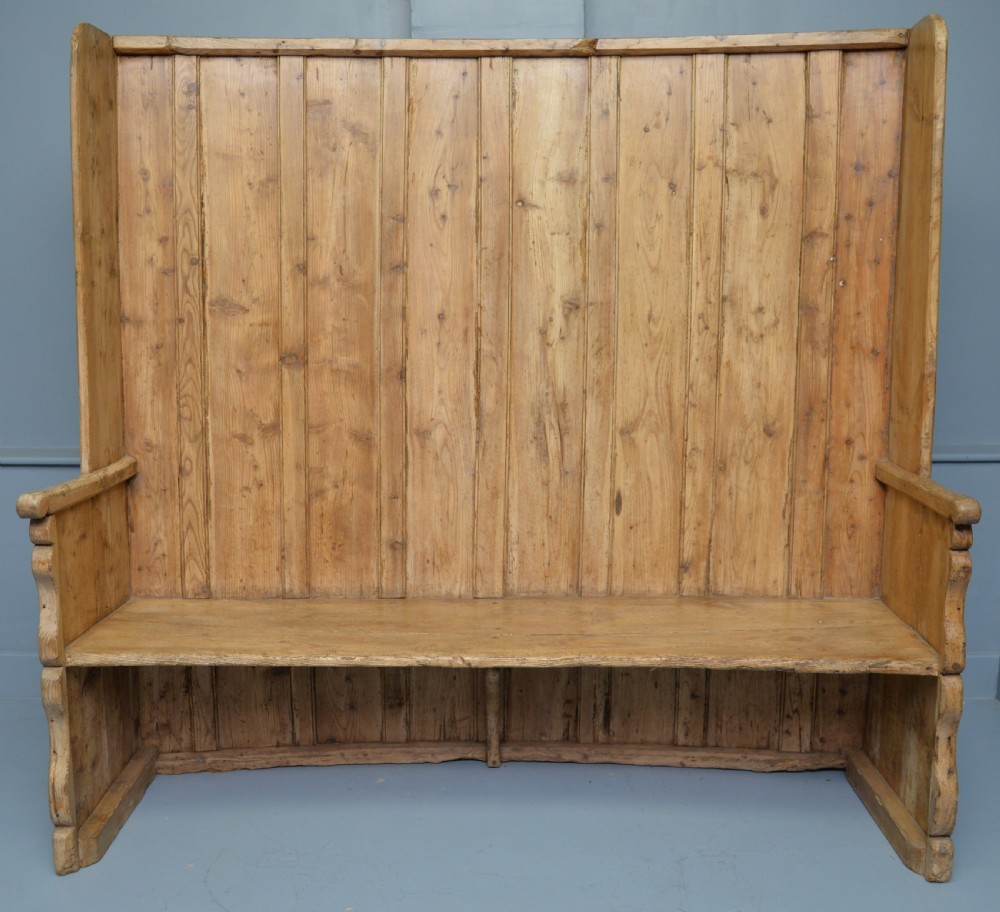 Charming 19th Century Stripped Pine Settle View X