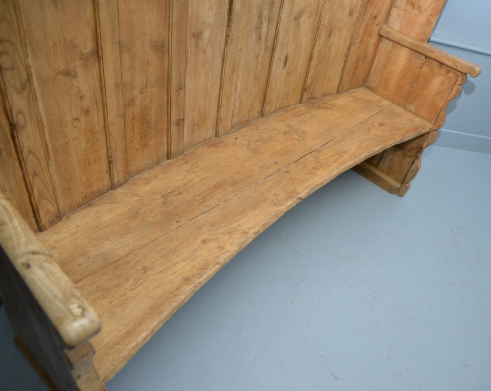 Charming 19th Century Stripped Pine Settle View XXVI