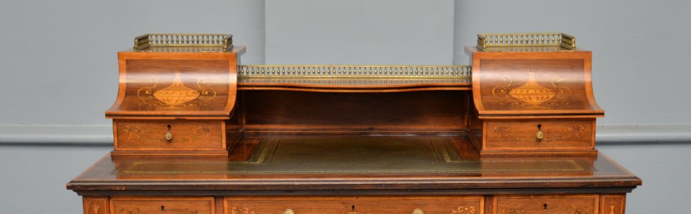  Sheraton Revival Inlaid Rosewood Ladies Writing Table Desk View VI