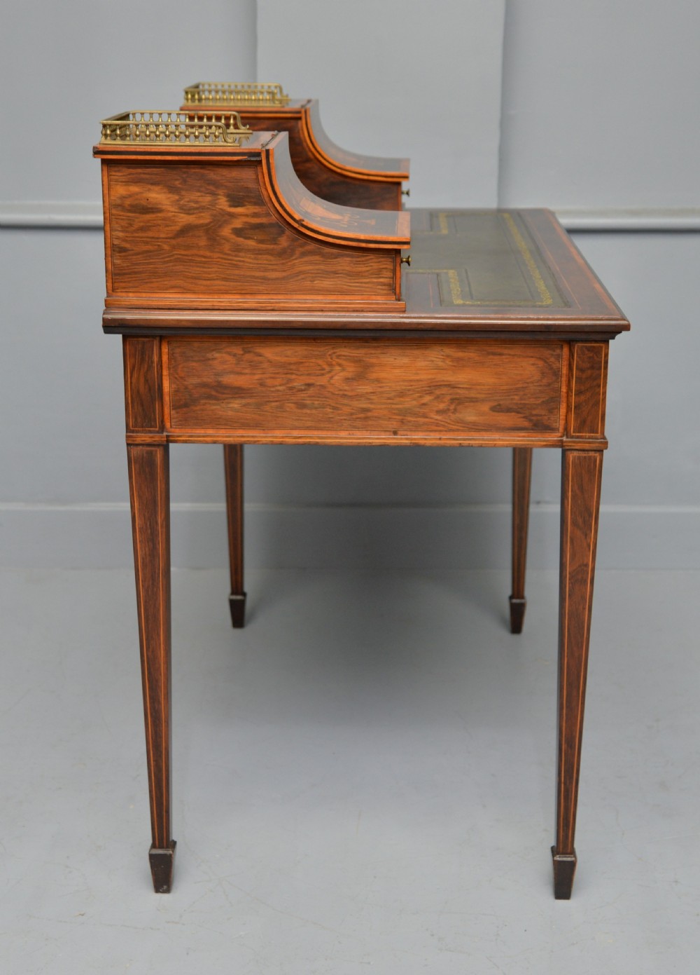  Sheraton Revival Inlaid Rosewood Ladies Writing Table Desk View VIII
