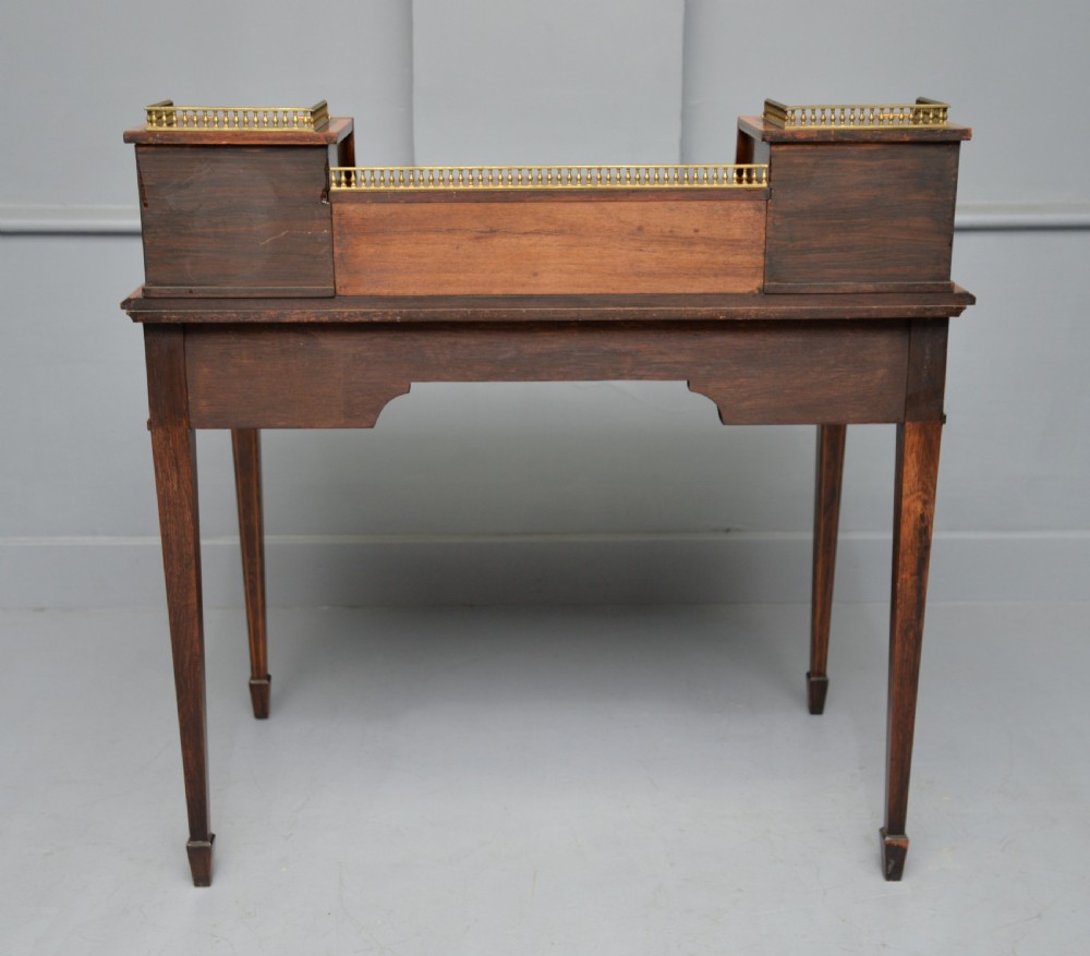  Sheraton Revival Inlaid Rosewood Ladies Writing Table Desk View X