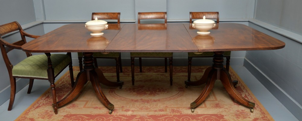 George III Mahogany Twin Pedestal Extending Dining Table View V