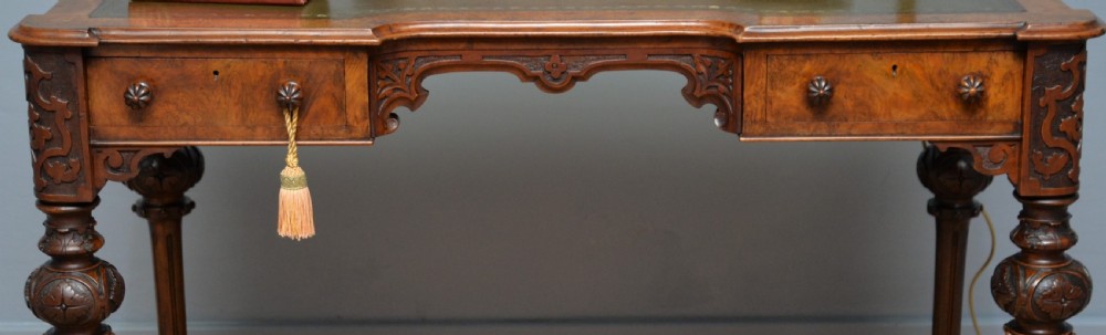 Elegant Victorian Burr Walnut Ladies Writing Table Desk View III