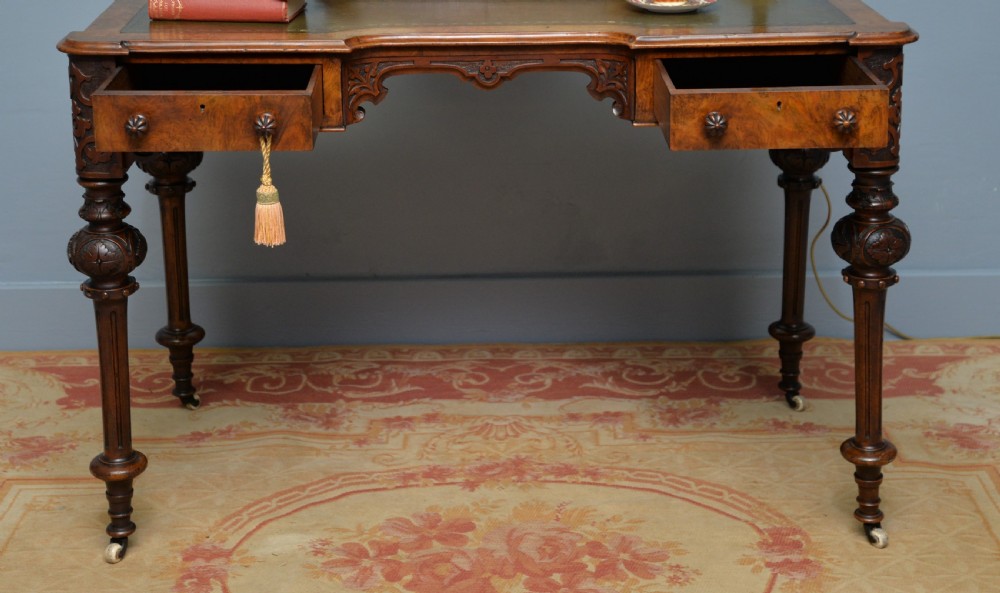 Elegant Victorian Burr Walnut Ladies Writing Table Desk View XI