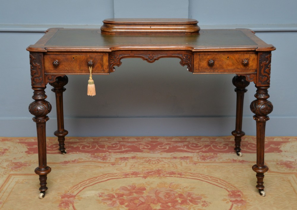 Elegant Victorian Burr Walnut Ladies Writing Table Desk View XII