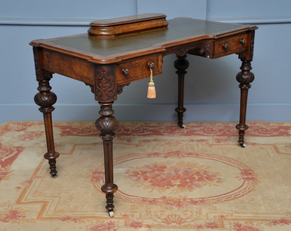 Elegant Victorian Burr Walnut Ladies Writing Table Desk View XIII
