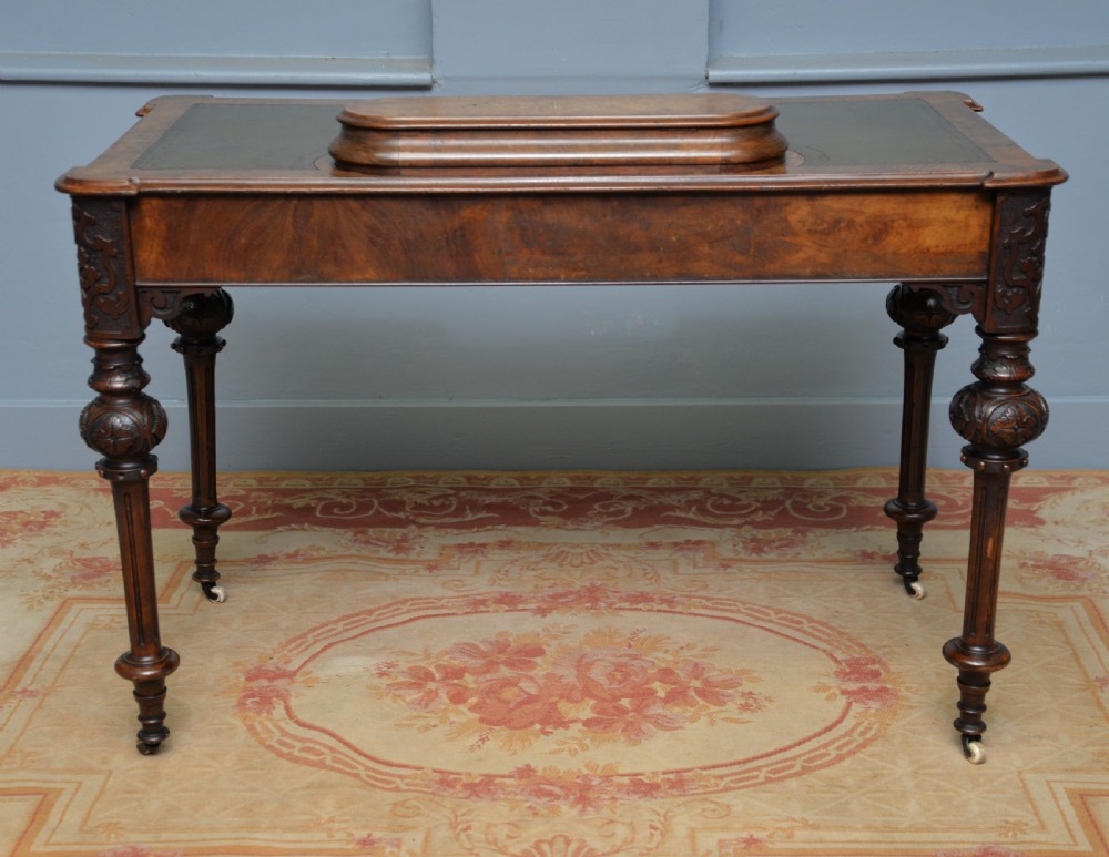 Elegant Victorian Burr Walnut Ladies Writing Table Desk View XIX