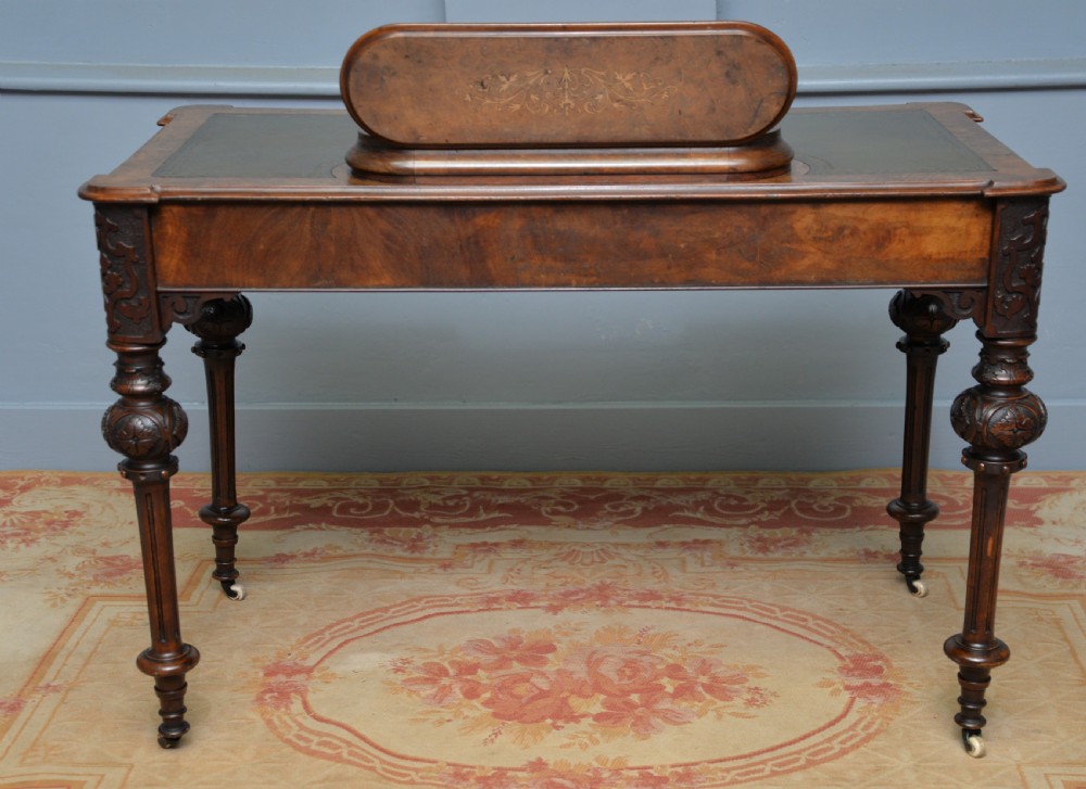 Elegant Victorian Burr Walnut Ladies Writing Table Desk View XX