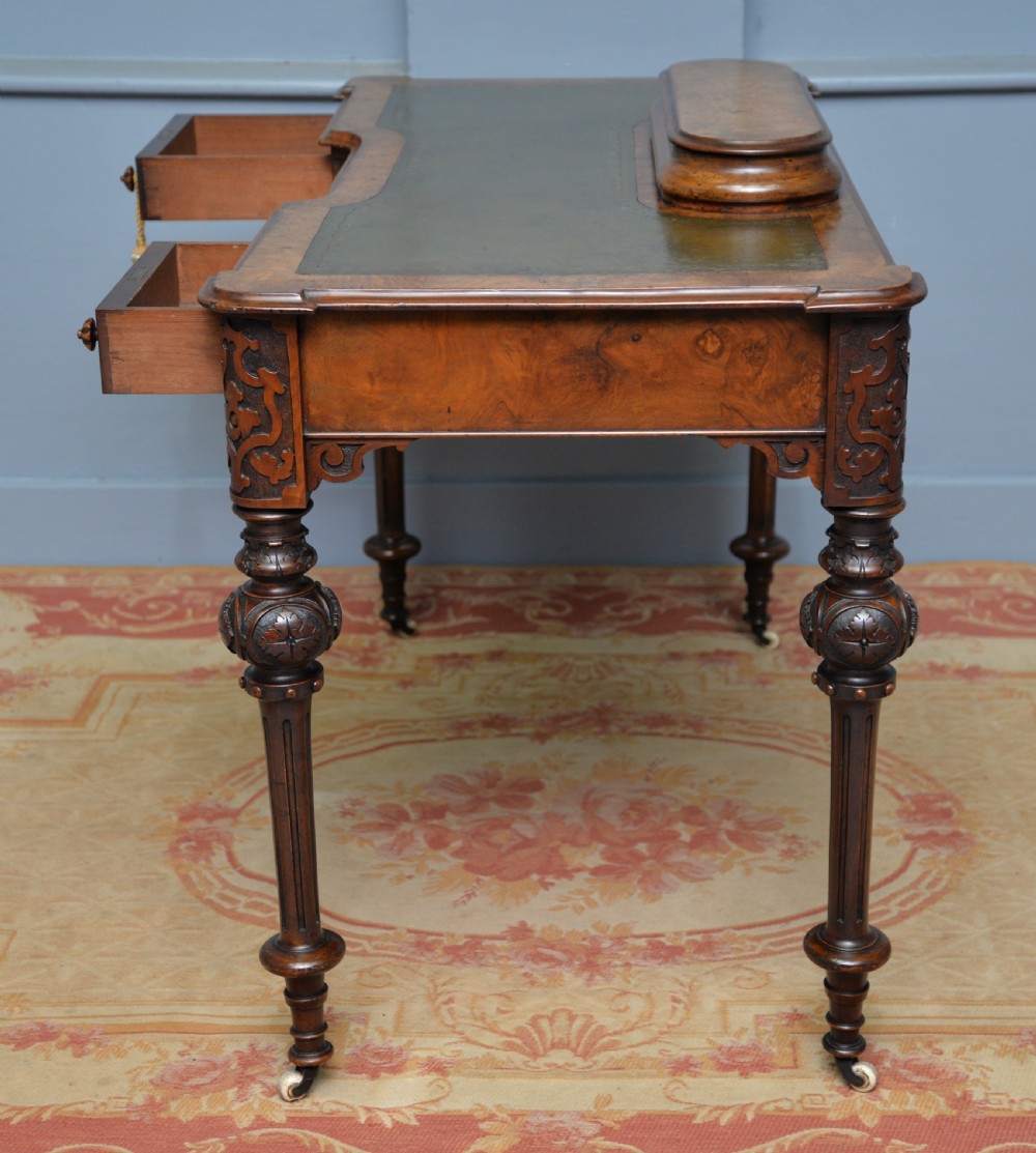 Elegant Victorian Burr Walnut Ladies Writing Table Desk View XXI