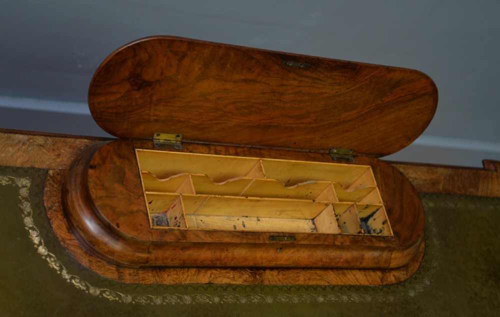 Elegant Victorian Burr Walnut Ladies Writing Table Desk View XXV