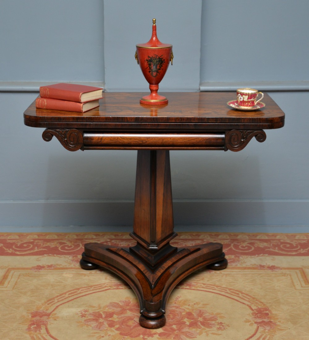 William IV Rosewood Fold-Over Card Side Table View II