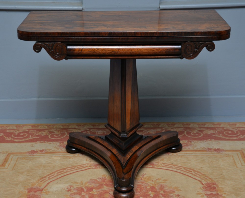 William IV Rosewood Fold-Over Card Side Table View III
