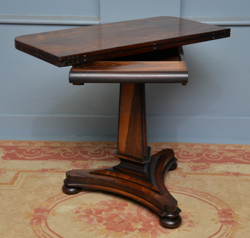William IV Rosewood Fold-Over Card Side Table View XI