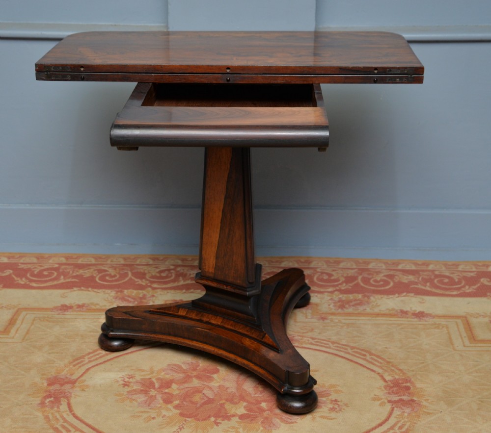 William IV Rosewood Fold-Over Card Side Table View XII