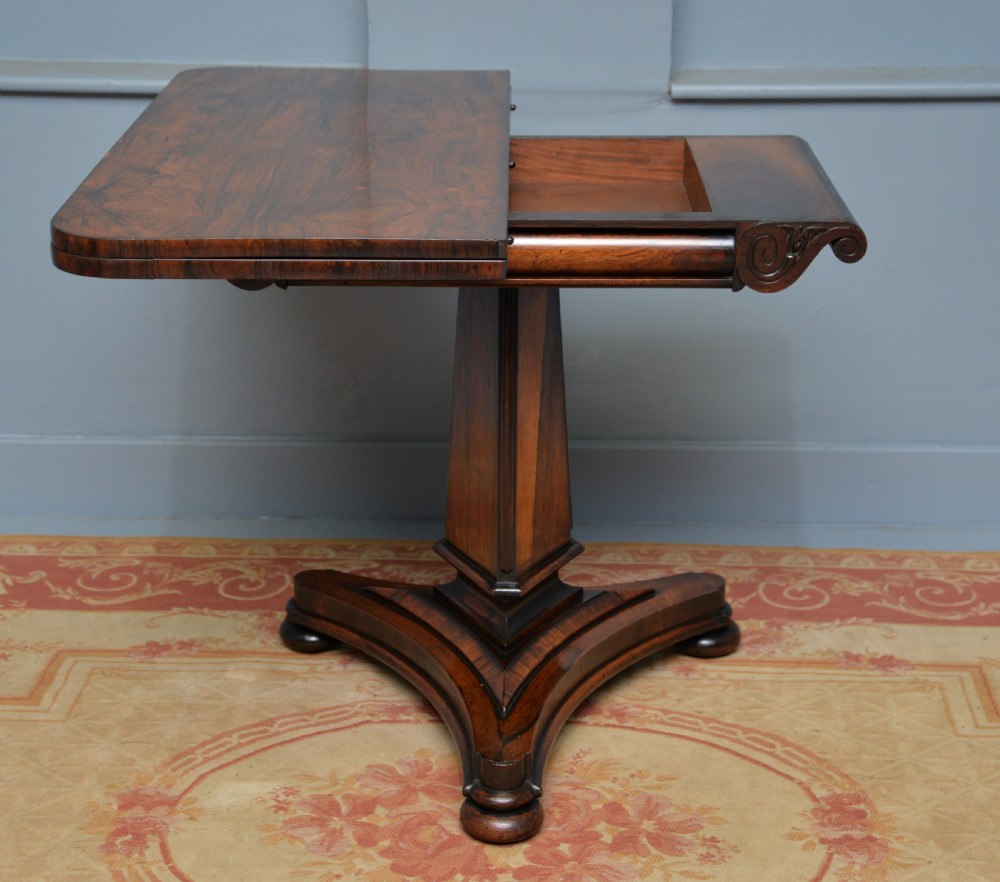 William IV Rosewood Fold-Over Card Side Table View XIV