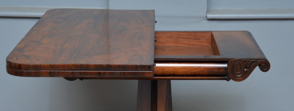 William IV Rosewood Fold-Over Card Side Table View XV