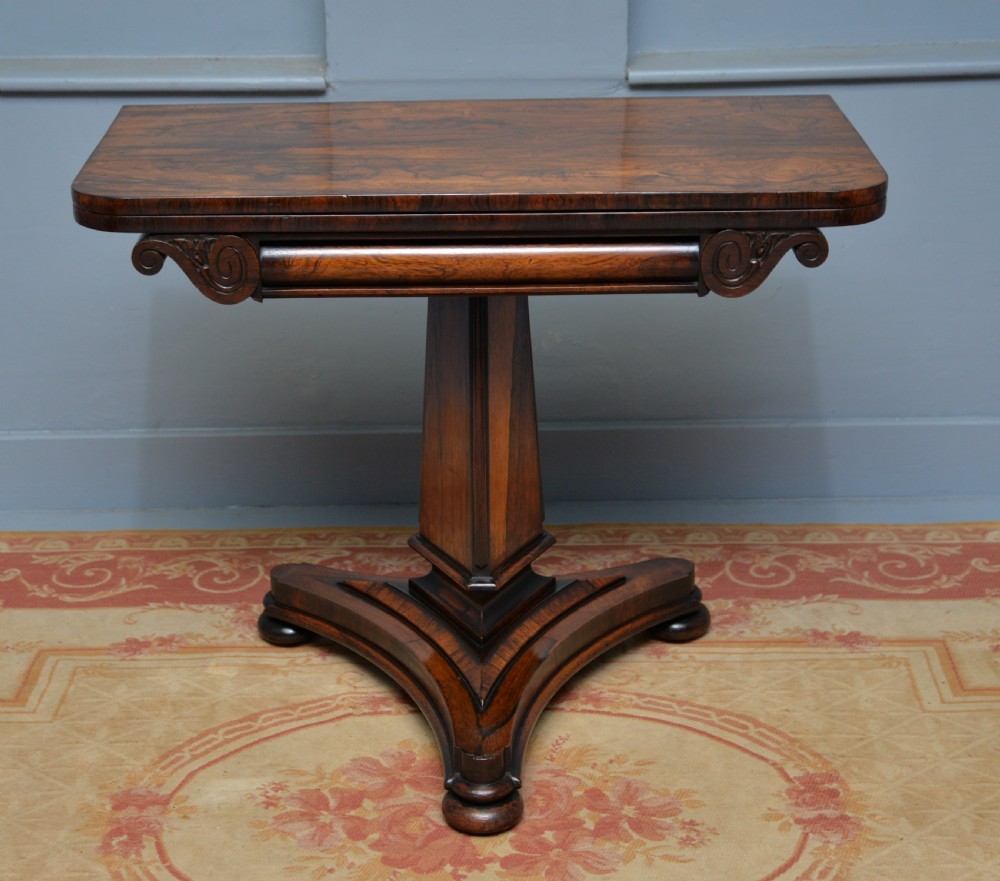 William IV Rosewood Fold-Over Card Side Table View XXI