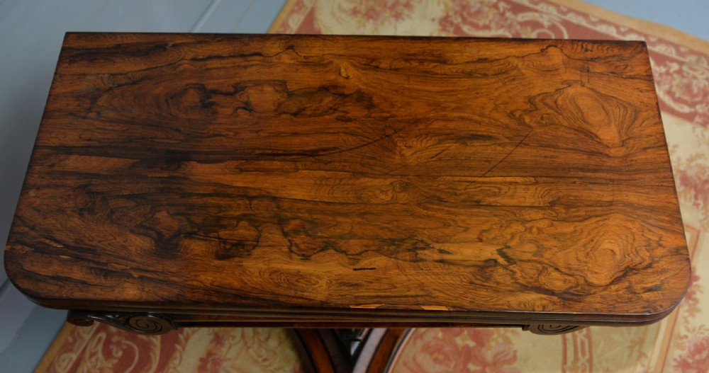 William IV Rosewood Fold-Over Card Side Table View XXII