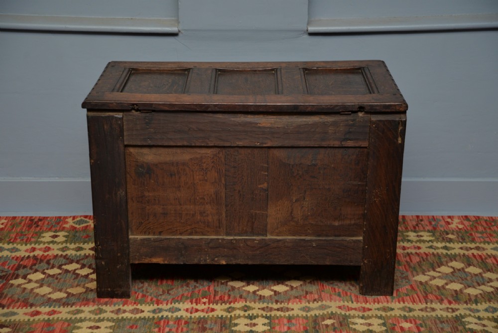 Charming Early 18th Century Carved Oak Coffer Chest View IX