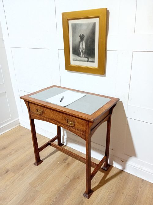 arts crafts glasgow school oak writing desk c1875 - CATEGORY: ANTIQUE TABLES - DATED 1880