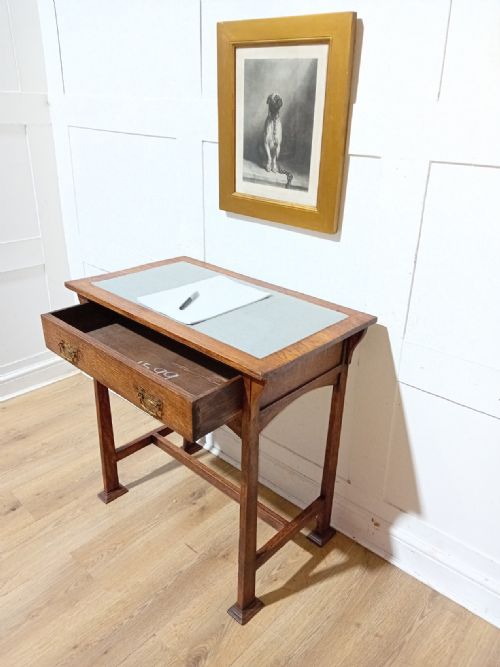 ARTS CRAFTS GLASGOW SCHOOL OAK WRITING DESK C1875 - ADDITIONAL PHOTO 1